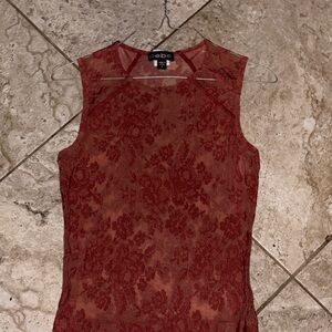 Bebe Burgundy Lace Sleeveless Top